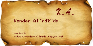 Kender Alfréda névjegykártya